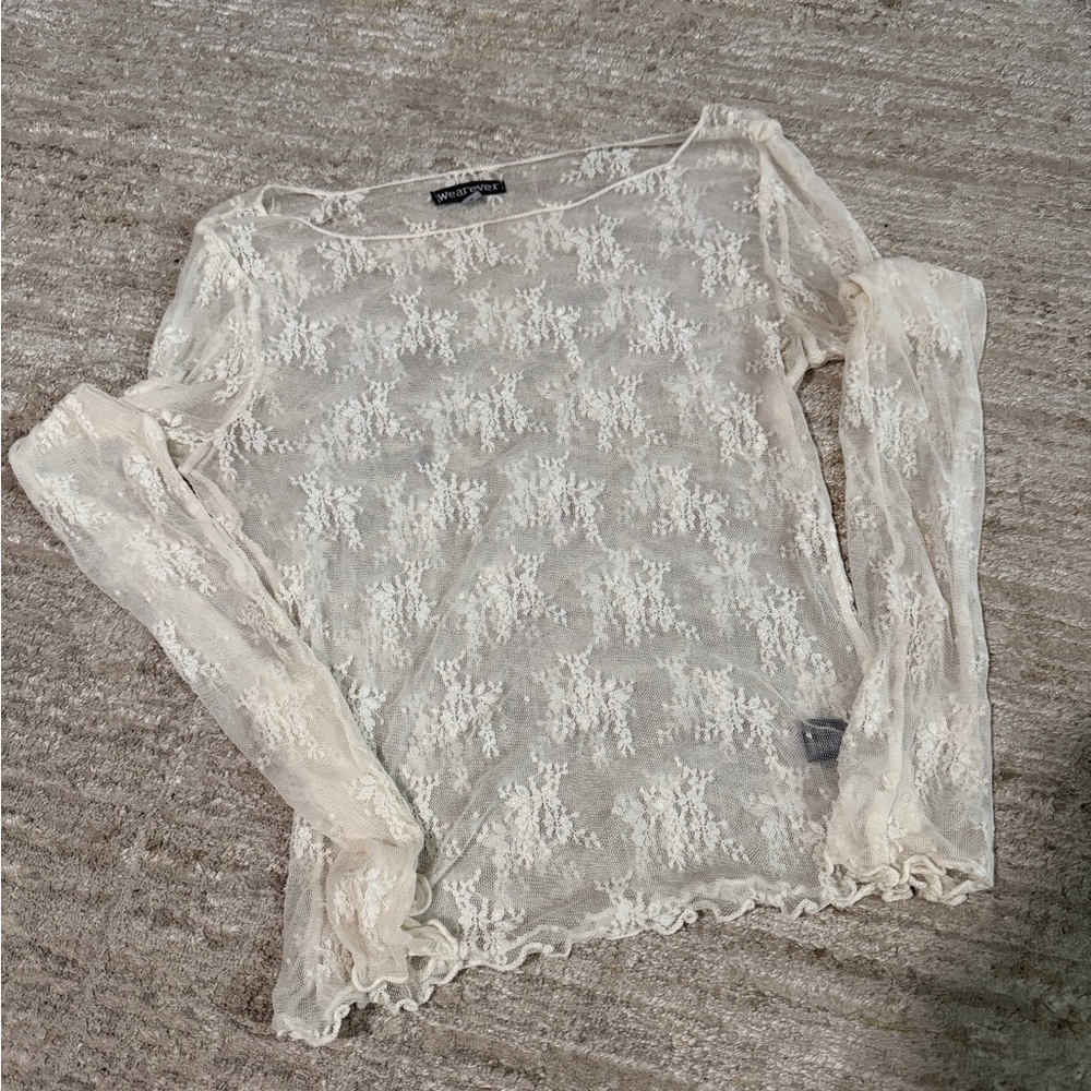 Sheer Cream Lace Blouse